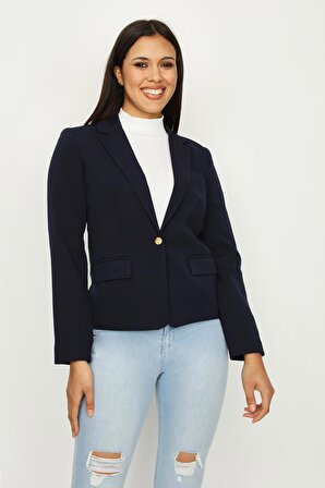 Kadın Tek Düğme Kapamalı Blazer Ceket