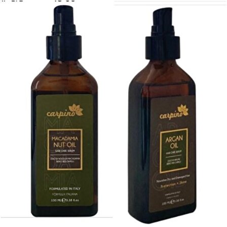 Carpino Argan Oil Hair Care Serum 100ml+Carpino Macadamia Nut Oil Hair Care Serum 100ml.