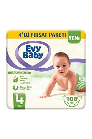 Evy Baby 4 Numara Maxi 108'li Bel Bantlı Bez