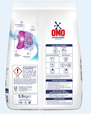 Omo Active Fresh Beyazlar İçin Toz Çamaşır Deterjanı 5.5 kg 36 Yıkama