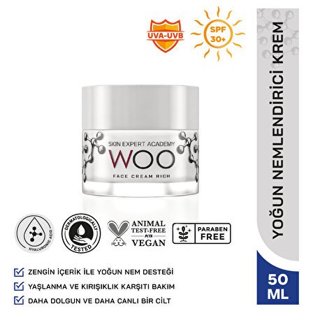 WOO Skin Expert Academy Yoğun Nemlendirici ve UVA-UVB Korumalı Yüz Kremi 50 ml