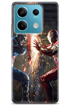Xiaomi Redmi Note 13 5G uyumlu Ai 14 UV Silikon Captain America iron Man