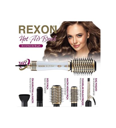 Rexon 5in1 Hot Air Brush Saç Şekillendirme Seti