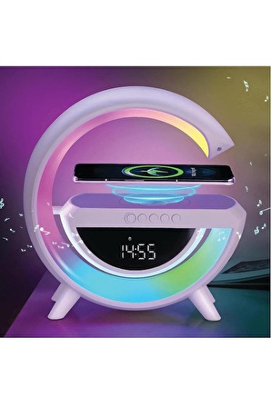 QASUL BLUETOOTH G HOPARLÖR RGB LED IŞIKLI SPEAKER ALARM SAAT FM RADYO AUX USB SD KART WİRELESS ŞARJ