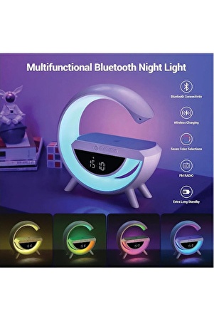 QASUL BLUETOOTH G HOPARLÖR RGB LED IŞIKLI SPEAKER ALARM SAAT FM RADYO AUX USB SD KART WİRELESS ŞARJ