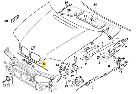 BMW E46 ORJİNAL ÖN KAPUT TELİ 51238208630