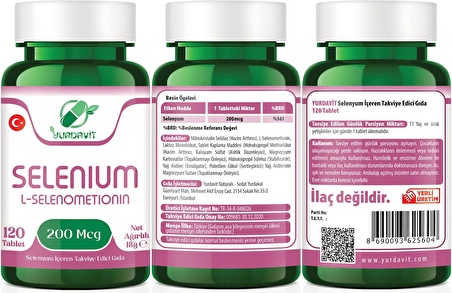 Yurdavit C Vitamini 1000 Mg 100 Tb Selenyum 200 Mcg Selenium 120 Tb Kolajen 900 Mg Type 1-2-3 100 Tb