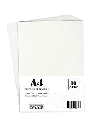 A4 Kağıdı 80 G/m Beyaz Fotokopi Kağıdı - 10 Adet