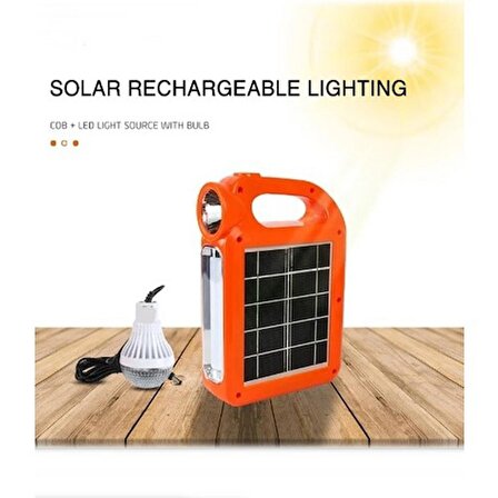 Solar Güneş Enerjili Acil Durum Feneri Işıldak Ampullü Powerbankli Çok Fonksiyonlu Kamp Lambası