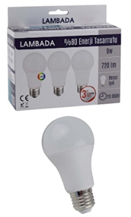 LAMBADA LED AMPÜL 8,5W E27 BEYAZ ÜÇLÜ SET