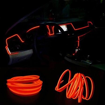 CARUB Araç İçiTorpido Ledi 12v İp Neon Kırmızı 2MT
