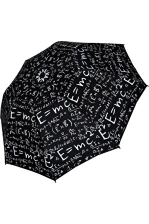 Marlux Rüzgara dayanıklı fiber gövdeli kadın şemsiye matematik desen