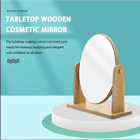 Makyaj Aynası Ahşap Masa Aynası Oval Ayarlanabilir Makeup Mirror
