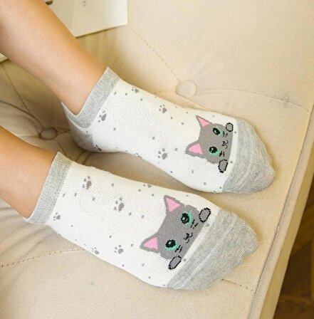 4 Çift Sevimli patik kedicik Desenli Kadın/kız çorap dikişli ayak bileği düşük kesim genç Çorabı  36-41