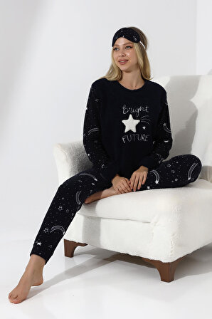 Fawn 3037 Peluş Welsoft Polar Kışlık Yumoş Kadın Pijama Takımı