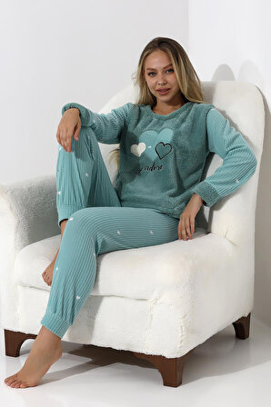 Fawn 5005 Peluş Welsoft Polar Kışlık Yumoş Kadın Pijama Takımı
