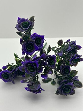 5 Dallı Yapay Çiçek Plastik Mini Gül Demeti Garnitür Ara dal Dekoratif Yapay Bitki