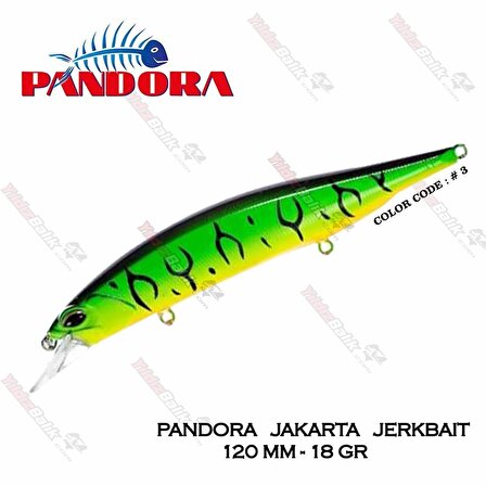 Pandora Jakarta Jerkbait 120Mm 18Gr - 3 Suni Yem
