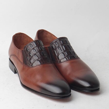 1900-28K Erkek Deri Klasik Kösele Taban Ayakkabı-Yeşil