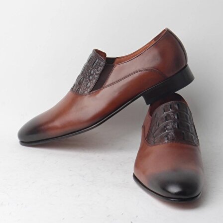 1900-28K Erkek Deri Klasik Kösele Taban Ayakkabı-Yeşil