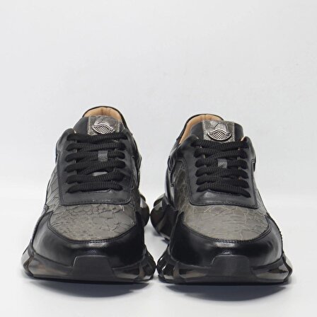 Bruno Shoes Günlük Erkek Deri Kaucuk Taban Ayakkabı-Gri-P05-10802KA