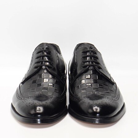 Bruno Shoes Klasik Erkek Deri Kösele Taban Aykkabi -Siyah Açma-P05-50383K