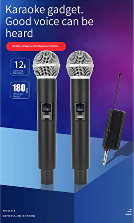 Kablosuz Karaoke Çift Mikrofon 6.35mm Sahne Performansı Partiler Aktiviteler Amfi Hoparlör Için Wn06 