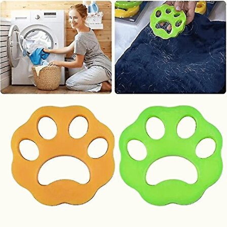 QASUL 4 Adet Evcil Hayvanlar ve Çamaşır Makinesi İçin Pati Şekilli Renkli Tüy Temizleme Aparatı
