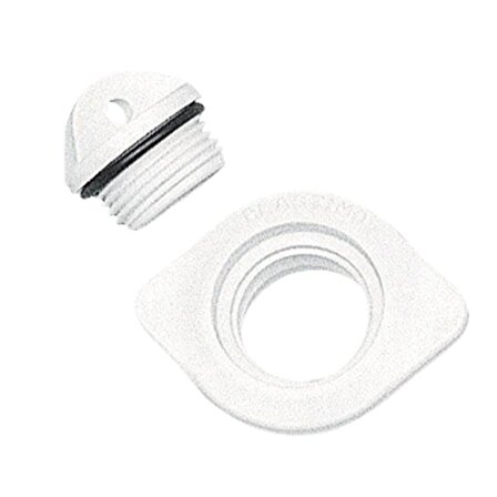Drain Socket w/Plug, Oval, Plain, 48x36mm, White