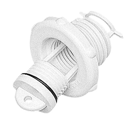 Drain Socket, Round, w/Captive Plug, Ø46mm, White