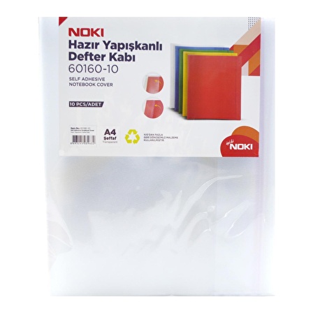 Noki Hazır Yapışkanlı Defter Kabı Şeffaf 10 Lu