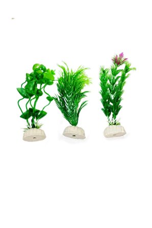 Akvaryum Yapay Bitki Süs Fanus Dekorasyon Yapay Çiçek 3 Adet 10-12cm