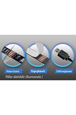 Monitör Tv Arkası GERÇEK 3 ÇİPLİ RGB Şerit Led Kumandalı 16 Renk 5M Tv Arkası Led Aydınlatma.