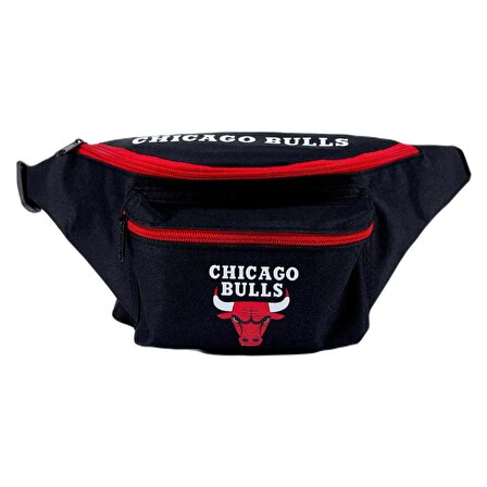 Gen-Of Unisex Bel Ve Omuz Çantası Chicago Bulls Siyah Kırmızı