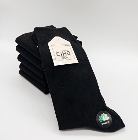 CİHO SOCKS Premium 6 Çift Bambu Dikişsiz SİYAH Erkek Soket Çorap