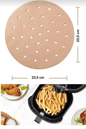 100 Adet Air Fryer Pişirme Kağıdı Tek Kullanımlık Yağ Geçirmez Kağıt Yuvarlak Delikli Model Airfryer