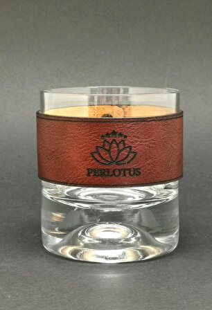 Perlotus Viski Taşlı Premium El Yapımı Deri Viski Bardağı-1 Adet