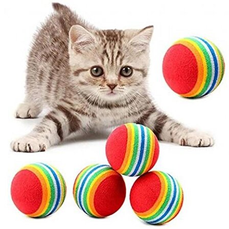  Köpek Kedi  Eğitim Topu Diş Temizleme Topu 2 Adet Gökkuşağı Renkli Kedi Köpek Oyun Topu Oyuncağı