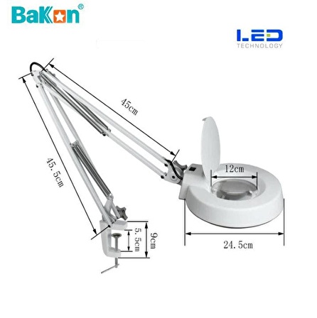 Bakon BK500C-10X 15w Led Akrobat Büyüteç 127 mm 10 Diopter Mercek ( Loop )