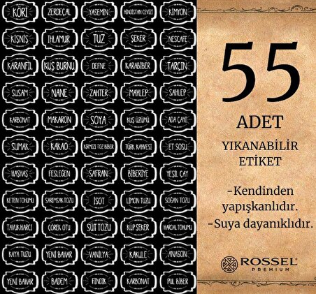 Rossel Premium Lüks Füme 12'li Erzak Saklama Kabı Etiket Hediyeli