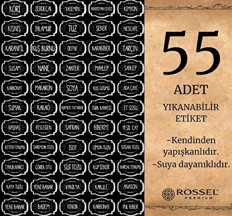 Rossel Premium Lüks Füme 24'lü Erzak Saklama Kabı Etiket Hediyeli