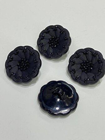 İtalyan Model Trençkot Ve Ceket Düğmesi takımı 4'lü set Siyah 2,2 Cm