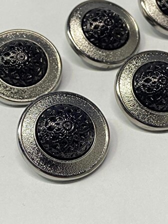 Kaban Ve Trençkot Düğmesi / Plastik Gümüş ve Çerçeve 6'lı / 2,5 CM
