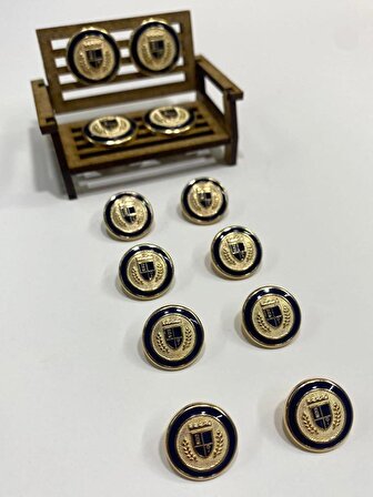 Blazer Ceket Düğmesi Takımı 4+8 Gold İçi Lacivert