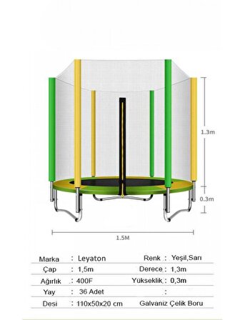 Leyaton Fileli Trambolin KATLANABİLİR 140 Cm LYT-198