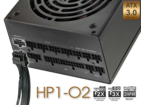 High Power O2 GOLD 1300W 80+ GOLD ATX 3.0, PCIe 5.0 12VHPWR Full Moduler Smart Fan ATX Güç Kaynağı (HP1-O21300GD-F14C)