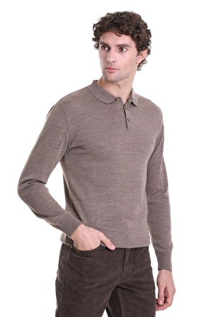 Vizon Regular Fit Düz Polo Yaka Triko Kazak | 3XL