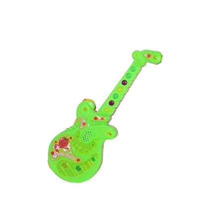 Poşette Türkçe Sesli Müzikli Gitar Yeşil-Beyaz-Turuncu Seçenekli Can Oyuncak - Yeşil