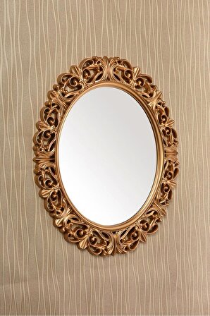 Dekoratif Oval Ayna Gold - Gold