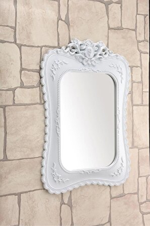 Dantel Kristal Ayna - Beyaz